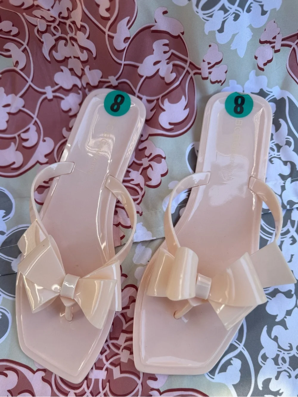 BCBGeneration Lima-2 Pink Bow Jelly Flip Flop Sandals